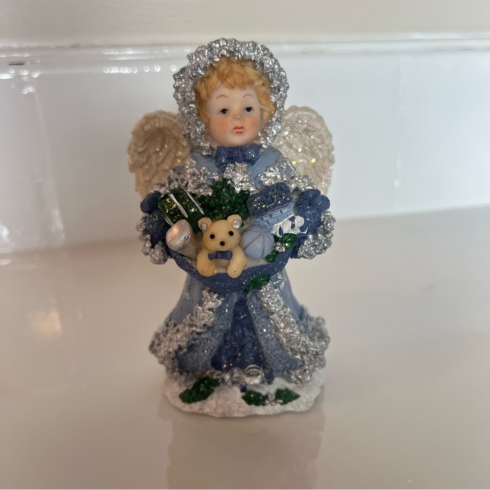 Cornerstone Creations Santa's Helper blue angel figurine vintage 2000